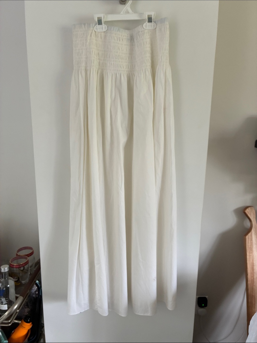 rag & bone White Smocked Waist Maxi Skirt cotton lined